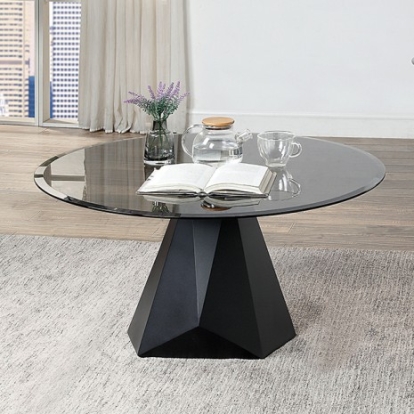 Furniture of America Bishop Contemporary Glass Steel Black-Gray Coffee Table Model CM4192BK-C-TABLE