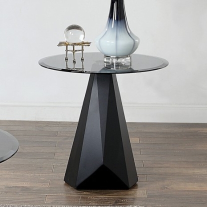 Furniture of America Bishop Contemporary Glass Steel Black-Gray End Table Model CM4192BK-E-TABLE