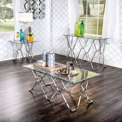 Vador Contemporary Chrome Coffee Table Model CM4229C-PK by Furniture of America