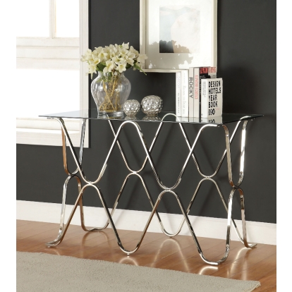Vador Contemporary Chrome Sofa Table Model CM4229S-PK by Furniture of America