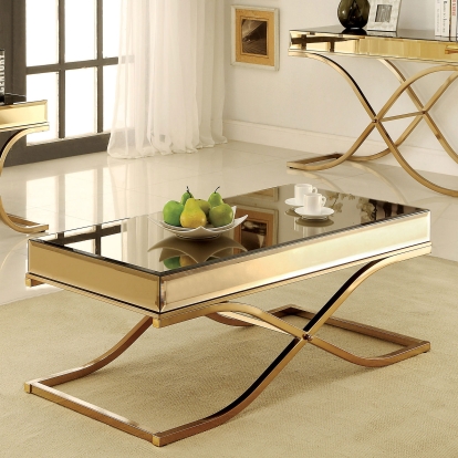 Sundance Contemporary Brass Coffee Table Model CM4230C by Furniture of America