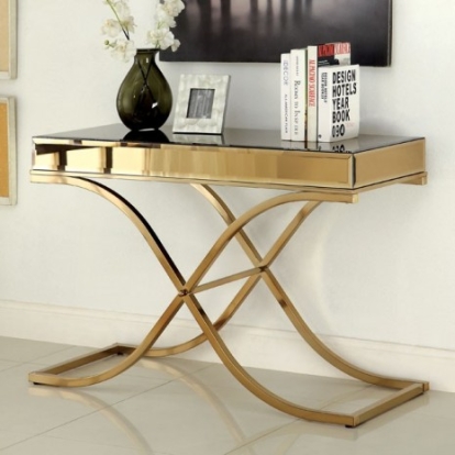 Furniture of America Sundance Contemporary Metal Mirror Brass Sofa Table Model CM4230S