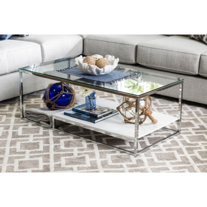 Vendi Contemporary White/Chrome Coffee Table Model CM4231WH-C by Furniture of America