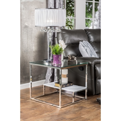 Vendi Contemporary White/Chrome End Table Model CM4231WH-E by Furniture of America