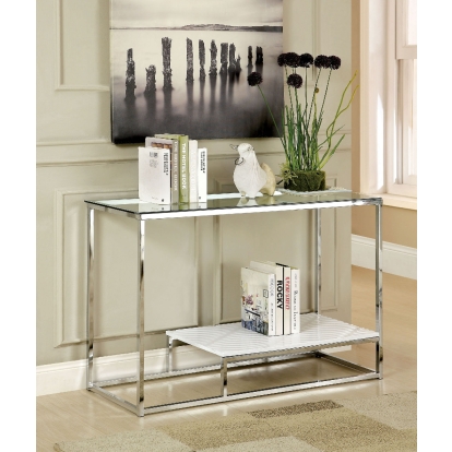 Vendi Contemporary White/Chrome Sofa Table Model CM4231WH-S by Furniture of America