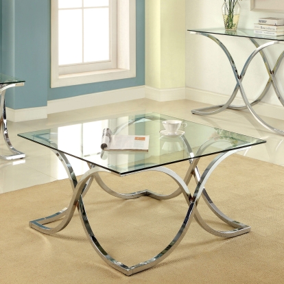 Luxa Contemporary Chrome Coffee Table Model CM4233C-PK by Furniture of America