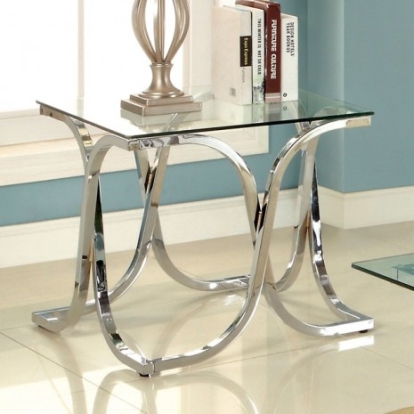 Furniture Of America Luxa Contemporary Metal, Tempered Glass, Others Chrome End Table | CM4233E-PK
