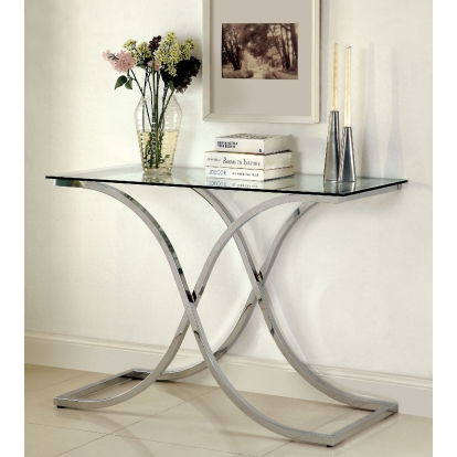 Luxa Contemporary Chrome Sofa Table Model CM4233S-PK by Furniture of America