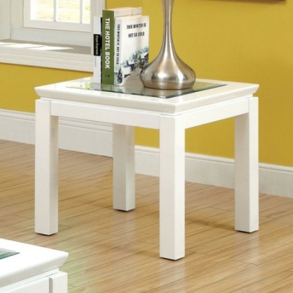Furniture of America Venta Contemporary Lacquer Tempered Glass White End Table Model CM4238WH-E