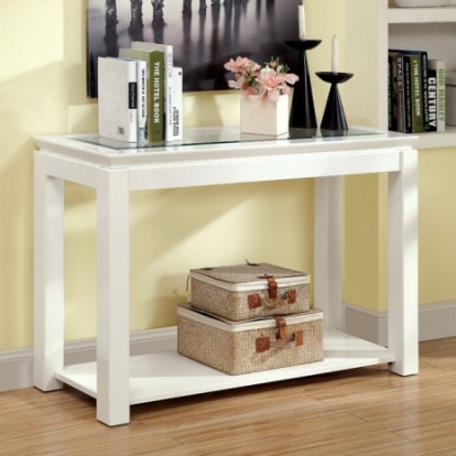 Furniture of America Venta Contemporary Lacquer Tempered Glass White Sofa Table Model CM4238WH-S