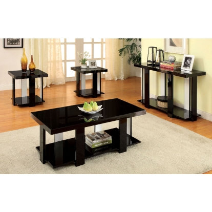 Lakoti Contemporary Black 3 Piece Table Set (1C-2E) Model CM4240BK-3PK by Furniture of America