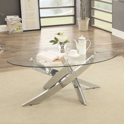 Furniture of America Laila Contemporary Metal Tempered Glass Chrome Coffee Table Model CM4241C-TABLE
