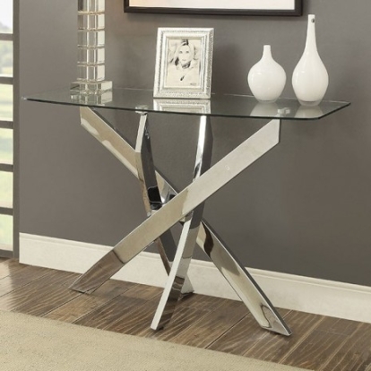 Furniture of America Laila Contemporary Metal Tempered Glass Chrome Sofa Table Model CM4241S-TABLE