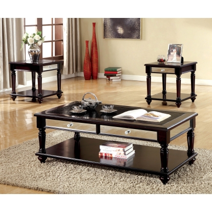 Horace Transitional Espresso 3 Piece Table Set (1C-2E) Model CM4242-3PK by Furniture of America