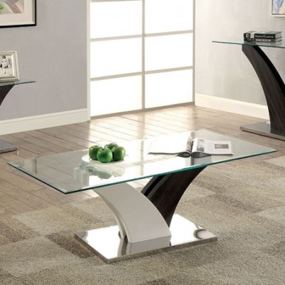Furniture of America Sloane Contemporary Glass Stainless Steel White-Dark Gray-Chrome Coffee Table Model CM4244C-TABLE