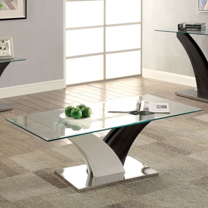 Sloane Contemporary White/Dark Gray/Chrome Coffee Table Model CM4244C-TABLE by Furniture of America