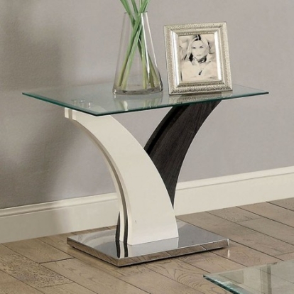 Furniture of America Sloane Contemporary Glass Stainless Steel White-Dark Gray-Chrome End Table Model CM4244E-TABLE