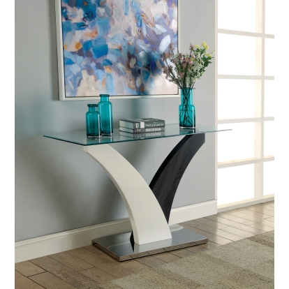 Sloane Contemporary White/Dark Gray/Chrome Sofa Table Model CM4244S-TABLE by Furniture of America
