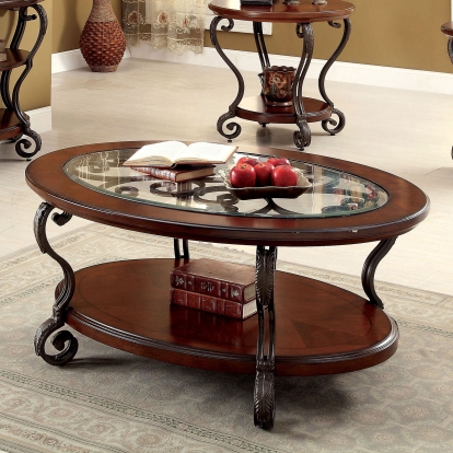 May Brown Cherry Coffee Table Model CM4326C by Furniture of America
