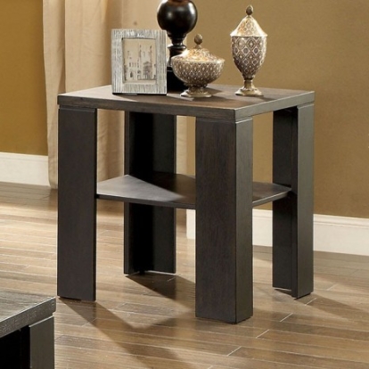 Furniture of America Leda Transitional Solid with Wood Veneer Antique Black End Table Model CM4328E