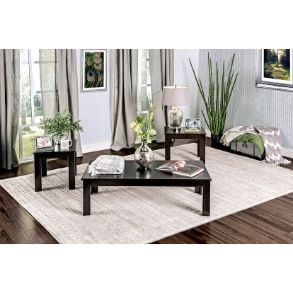Bay Square Black 3 Piece Coffee Table Set Model CM4329-3PK by Furniture of America