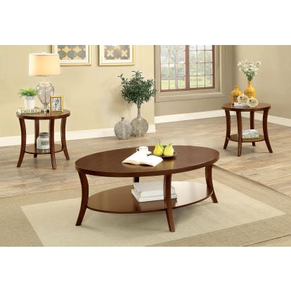 Paola Brown Cherry 3 Piece Coffee Table Set Model CM4334-3PK-VN by Furniture of America