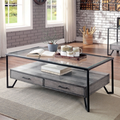 Ponderay Gray/Black Coffee Table Model CM4348C by Furniture of America