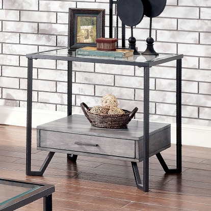 Ponderay Gray/Black End Table Model CM4348E by Furniture of America