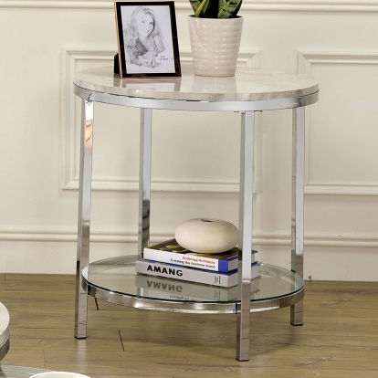 Shauna White/Chrome End Table Model CM4354E by Furniture of America