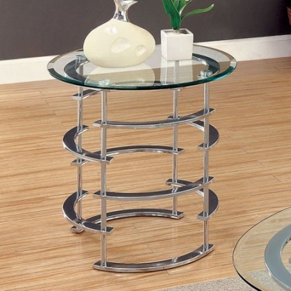 Furniture of America Clonmel Contemporary Metal Tempered Glass Chrome End Table Chrome Model CM4359CRM-E