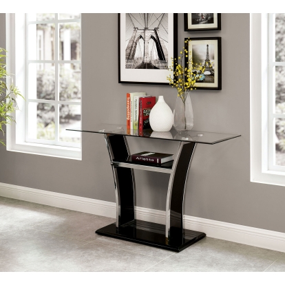 Staten Glossy Black/Chrome Sofa Table Model CM4372BK-S-PK by Furniture of America