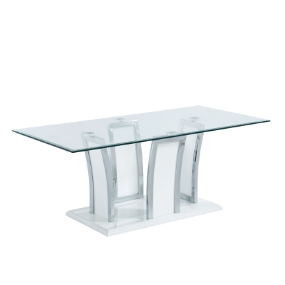 Staten Glossy White/Chrome Coffee Table Model CM4372WH-C-PK by Furniture of America