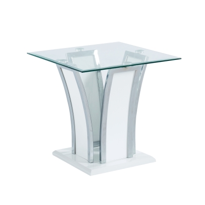Staten Glossy White/Chrome End Table Model CM4372WH-E-PK by Furniture of America