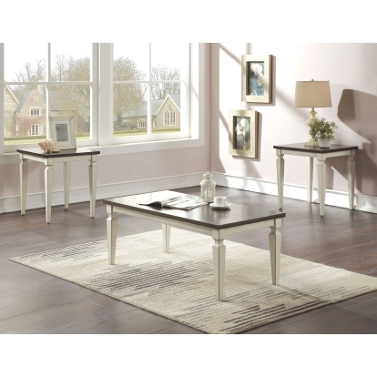 Monmouth Antique White/Brown 3 Piece Table Set Model CM4388BW-3PK by Furniture of America