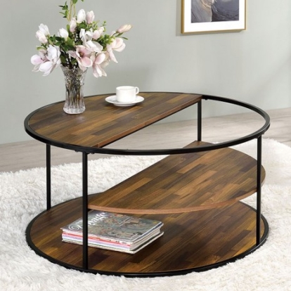 Furniture of America Orrin Industrial Steel Paper Veneer Black-Walnut Coffee Table Model CM4396BK-C
