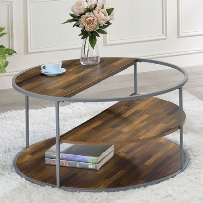 Furniture of America Orrin Industrial Steel Paper Veneer Gray-Walnut Coffee Table Model CM4396GY-C