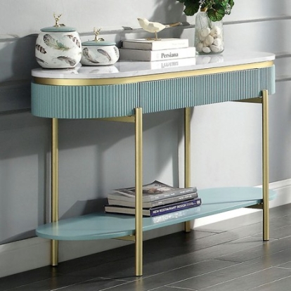 Furniture Of America Koblenz Glam Engineered Wood, Metal, Others Light Teal Sofa Table | CM4412GR-S