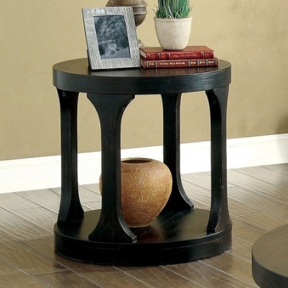 Furniture Of America Carrie Transitional Solid Wood, Wood Veneer, Others Antique Black End Table | CM4422E