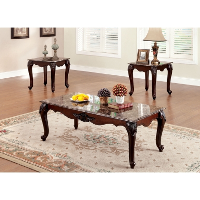 Colchester Dark Cherry 3 Piece Coffee Table Set Model CM4423-3PK by Furniture of America