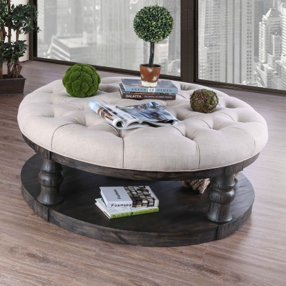 Mika Antique Gray Coffee Table with Cushion Top Model CM4424GY-F-C by Furniture of America