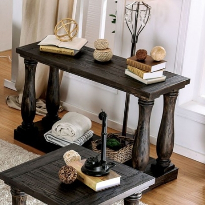 Furniture of America Keira Rustic Solid with Wood Veneer Weathered Walnut Sofa Table Model CM4455S-TABLE