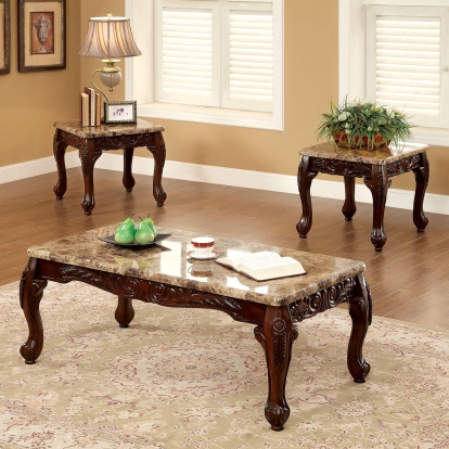 Lechester Dark Oak/Ivory 3 Piece Coffee Table Set Model CM4487-3PK by Furniture of America