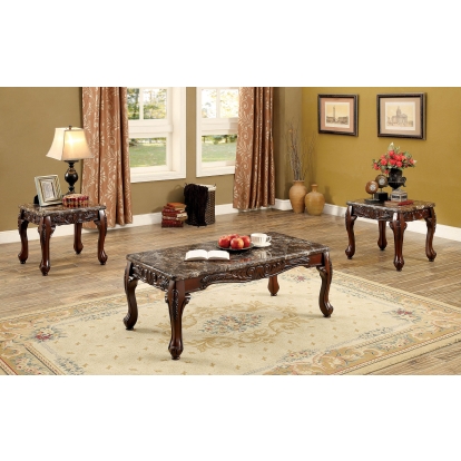 Lechester Dark Oak/Brown 3 Piece Coffee Table Set Model CM4487BR-3PK by Furniture of America