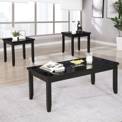 Furniture of America Lodivea Transitional Solid with Wood Paper Veneer Black 3 Pc. Table Set Model CM4544BK-3PK-END TABLE