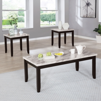 Lodivea White/Black 3 Piece Table Set Model CM4544WH-3PK by Furniture of America