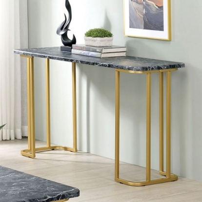 Furniture of America Calista Contemporary Faux Marble Steel Gold-Black Sofa Table Model CM4564BK-S