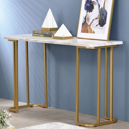 Calista Gold/White Sofa Table Model CM4564WH-S by Furniture of America