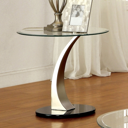 Valo Satin Plated/Black End Table Model CM4727E by Furniture of America