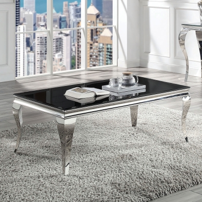 Wetzikon Black/Silver Coffee Table Model CM4903BK-C-TABLE by Furniture of America