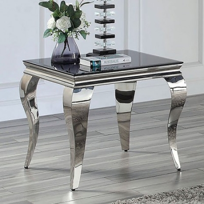 Furniture of America Wetzikon Glam Glass Metal Black-Silver End Table Model CM4903BK-E-TABLE